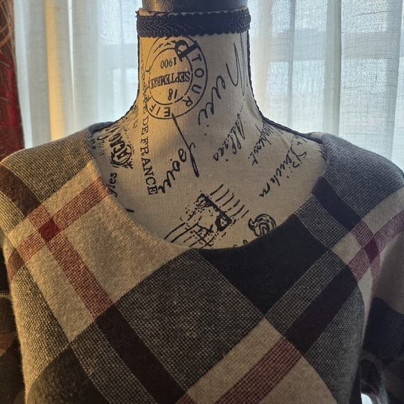 Rachel Zoe V-Neck Plaid Sweater in Black, White, and Red - Picture 2 of 8